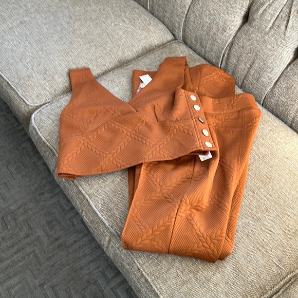 Maeve Orange Textured Crop Top and pants Set! - Picture 2 of 5